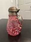 Rare Northwood Cranberry Victorian Opalescent Art Glass Syrup Pitcher Jug