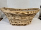 Vintage Large Woven Wicker Basket Oval With Handles 24   x 18    Farmhouse Cottage