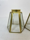 Set Of 4 Vintage Brass 6 Panel Beveled Glass Chandelier Replacement Shades