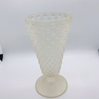 1970 s Mcm Vintage Clear Satin Frosted Indiana Glass Hobnail Vase 8  H