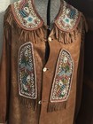 Antique Rare Wild West    Show Beaded Outfit Costume Native American Beaded Flag