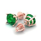 3 Ct Round Cut Solitaire Studs Gemstone Solid Rose Gold Earrings Screw Back