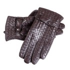 New Men s 100  Real Weave Leather Classical  Winter Touch Screen Driving Gloves