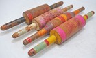 Lot Of 4 Antique Wooden Kitchenware Rolling Pins Lacquer Painted