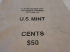 Vintage Us Mint Cents  50 Bank Canvas Money Bag S w b  11 X 18 