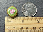 Antique Round Hand-painted Porcelain Pink Rose Flower Button P42