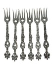 Vintage Italian Pewter Flatware Set 12 Demitasse Ornate Baroque Gothic Italy