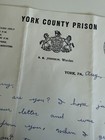 Vtg York County Prison Inmate  Handwritten Letter Letterhead Pennsylvania 1960s