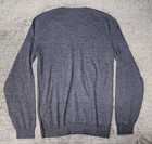 Hugo Boss Men Charcoal b ue Extrafine Merino Wool Slim Pullover Knit Sweater  L