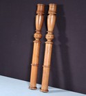 23  Tall Pair Of French Antique Solid Walnut Wood Posts pillars trim Salvage