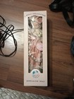 Vtg Porcelain Doll W White Metal Stand Lace Dress Beads In Hair Brunette