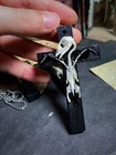 Real Bird Skeleton Specimen Cross Necklace     Gothic Taxidermy Jewelry   Oddities