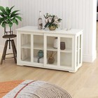 Large Kitchen Storage Cabinet Cupboard  Visible Glass Door  Slide Door 2 Shelf