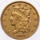 1834  5 Pcgs Xf40 Plain 4 Classic Head Gold Half Eagle - Super Original Surfaces