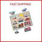 Melissa   Doug Vehicles Sound Puzzle - Wooden Peg Puzzle With Light-activated So