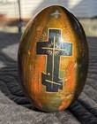 Vintage Russian Orthodox Hand Painted Wooden Egg Ec 1941 5 5    Tall 11    Diameter