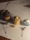 Vintage Chinese Snuff Bottles Complete With Spoons  Lids  Resin Porcelain Bone