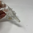 Vtg Czechoslovakia Crystal Art Glass Perfume Bottle Clear   Satin Etched Roses 
