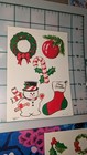 Vintage Christmas Stickers Paper Art Lot Of 3 Sheets Santa Snowman Greenery