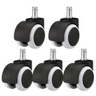 Set Of 5 2  Heavy Duty Rubber Office Chair Caster Wheels Swivel Replacement