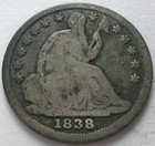 1838  no Drapery  Seated Liberty Half Dime