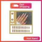 Press On Coffin Shaped Acrylic Glossy Full Cover Square French False Nails With