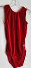 Gk Elite Cl Child Large L Solid Red Velvet Velour Gymnastics Leotard