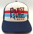Pabst Blue Ribbon Beer Trucker Hat Nwt Snapback Mesh Officially Licensed Stripes