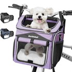 Expandable Dog Bike Basket Carrier - Soft-sided Pet Travel Bag With 2 Doors   Re