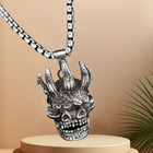 Skeleton Skull Jewelry Vintage Silver Look Corpse Gothic Bones Pendant Necklace
