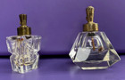 Lot 2 Vtg  Antique Art Deco Style Perfume Atomizer Bottles Empty Clear Cut Glass