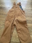 Carhartt Bibs Double Knee Overalls Toddler Size 2t Brown Canvas Flannel Lining