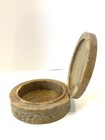 Carved Soapstone Hinged Round Trinket Jewelry Vintage Keepsake Box With Lid
