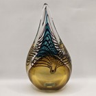 Hand Blown Glass Drop Urn Beautiful Heavy Teardrop Lead Crystal Poland 9  3  Lbs