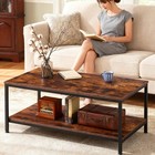 2-tier Industrial Coffee Table With Storage Shelf For Living Room Rustic Brown