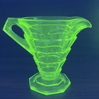 1930 s Art Deco Indiana Glass Green Uranium  tea Room  Creamer   Sugar Set  2pcs