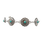 Women Silver Metal Chain Boot Bracelet Shoe Turquoise Blue Flower Charm Vintage