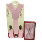 Wedding Blush Pink Suspender   Bow Tie Combo Set Toddler Kids Boys Girls Baby 