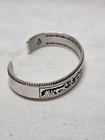Sterling Silver Native American Cuff Bracelet Geometric Symbolic Designs Coi