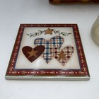 Vintage Country Hearts Basket With Coffee Cup  Candle Holder   Coaster Grandma