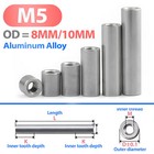 Aluminum Round Threaded Sleeve Standoff Spacers Long Nuts Connector Od 8 10mm M5