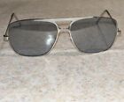 Vintage Aviator Sunglasses 6273 Made In Taiwan Silver Frame Blue Lenses W  Bag