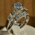 2 50ct Lab Created Diamond Engagement Wedding Bridal Ring Set 14k White Gold Fn
