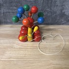 Vtg Kouvalias Wooden Banana Caterpillar   Jiggling Balls Pull Toy Made In Greece