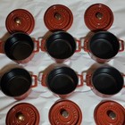 Staub La Cocotte 6-piece Mini Round Cocotte Set  Red Enamel Cast Iron  Lids