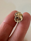 14k Gold Tie Tack Dollar Sign Diamond Chip Push Pin Lapel Hat  