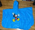 Rare Vintage Walt Disney Mickey Mouse Rain Poncho Childs Blue Hooded Pullover