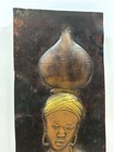 Vtg Copper Ethnic Wall Art Plaque African Woman With Water Vessel Handcrafted