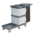 Commercial Traditional Janitorial 2 Cabinet Cleaning Cart 3 Shelves Housekeeping