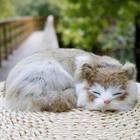 Realistic Furry Sleeping Cat Figurine Simulation Kitty Lifelike Kitten Home Offi